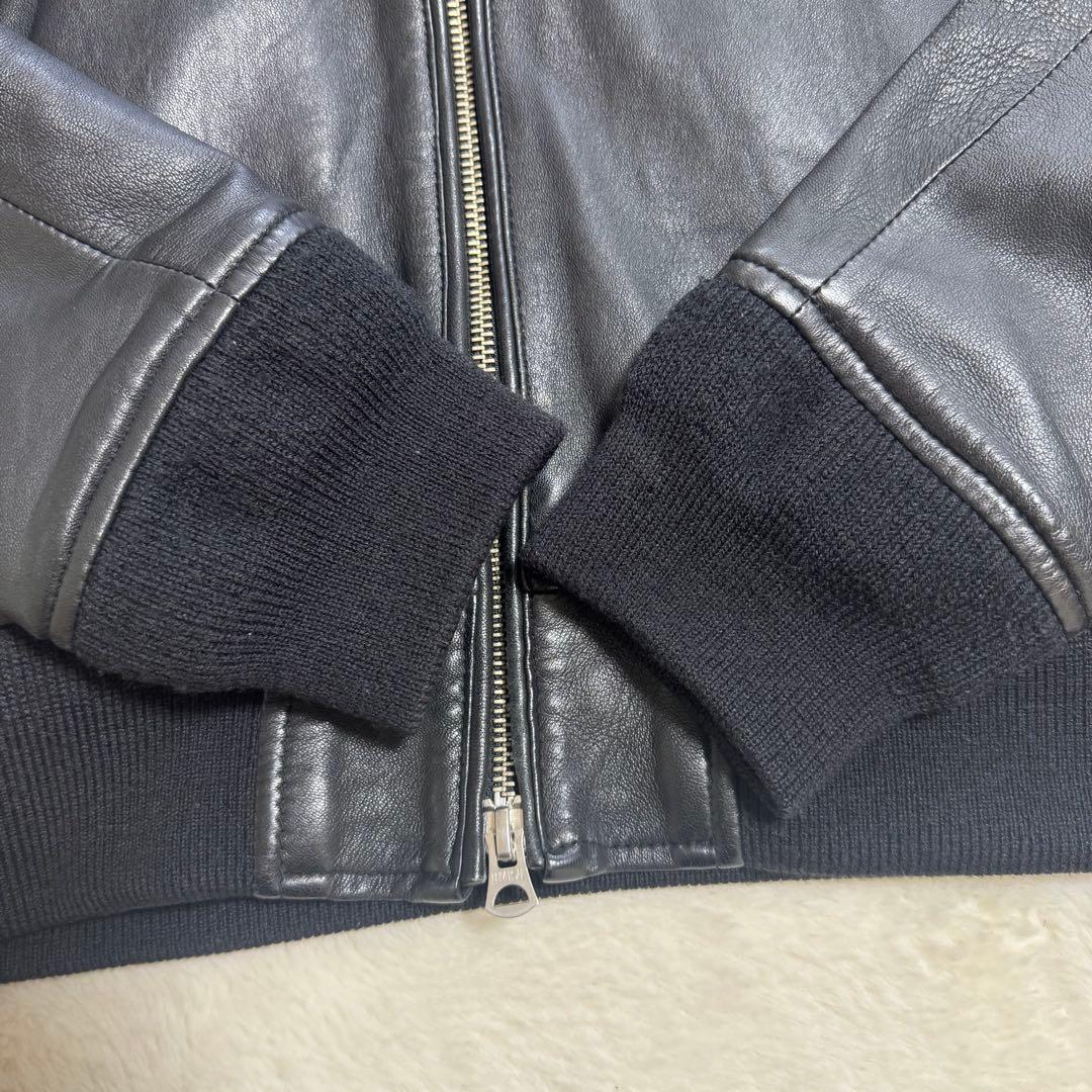美品ユナイテッドアローズ羊革フーテッドレザーライダースジャケットSブラック