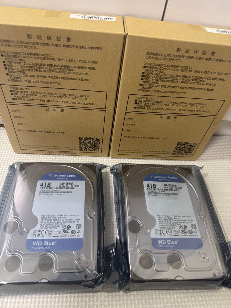 WD Blue 3.5インチ 4TB HDD WD40EZAX 2台 新品