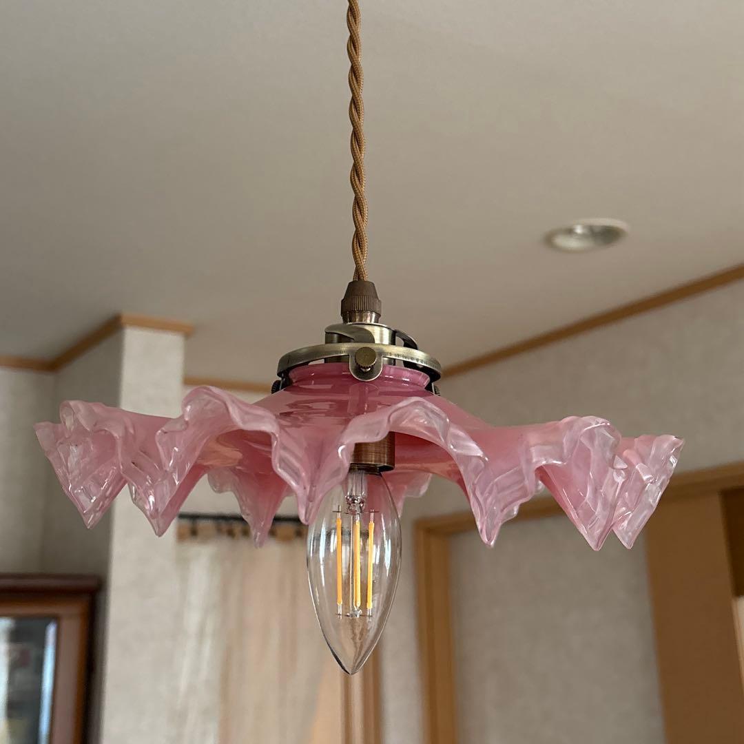 フランスアンティーク　オパールセントガラスシェード