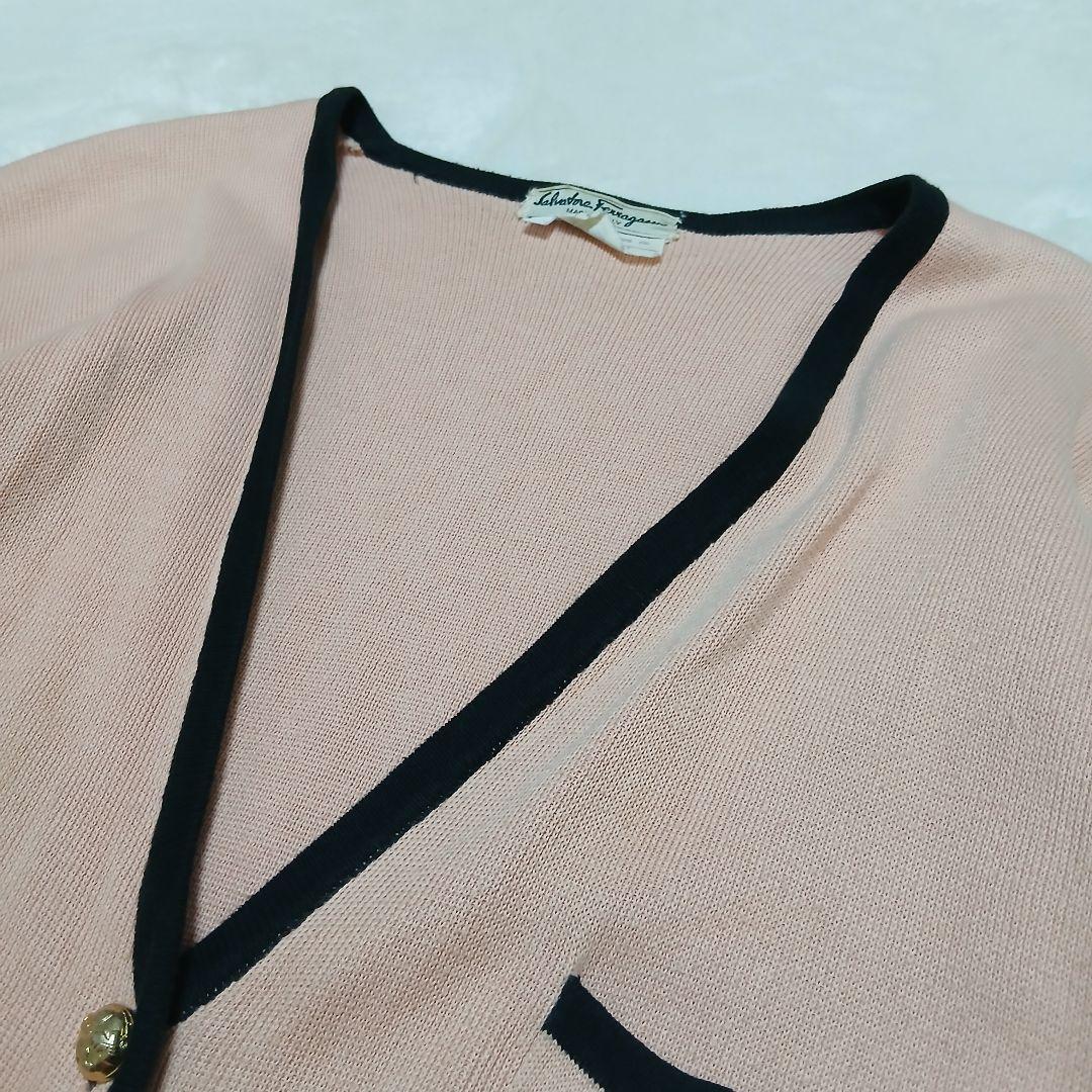 極希少 Ferragamo ヴィンテージ アンサンブルVネックカーディガン 金釦