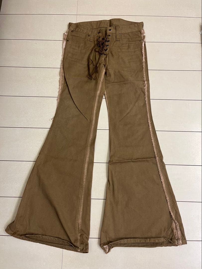 ifsixwasnine ブラウン ブーツカットデニム レースアップ リメイク品