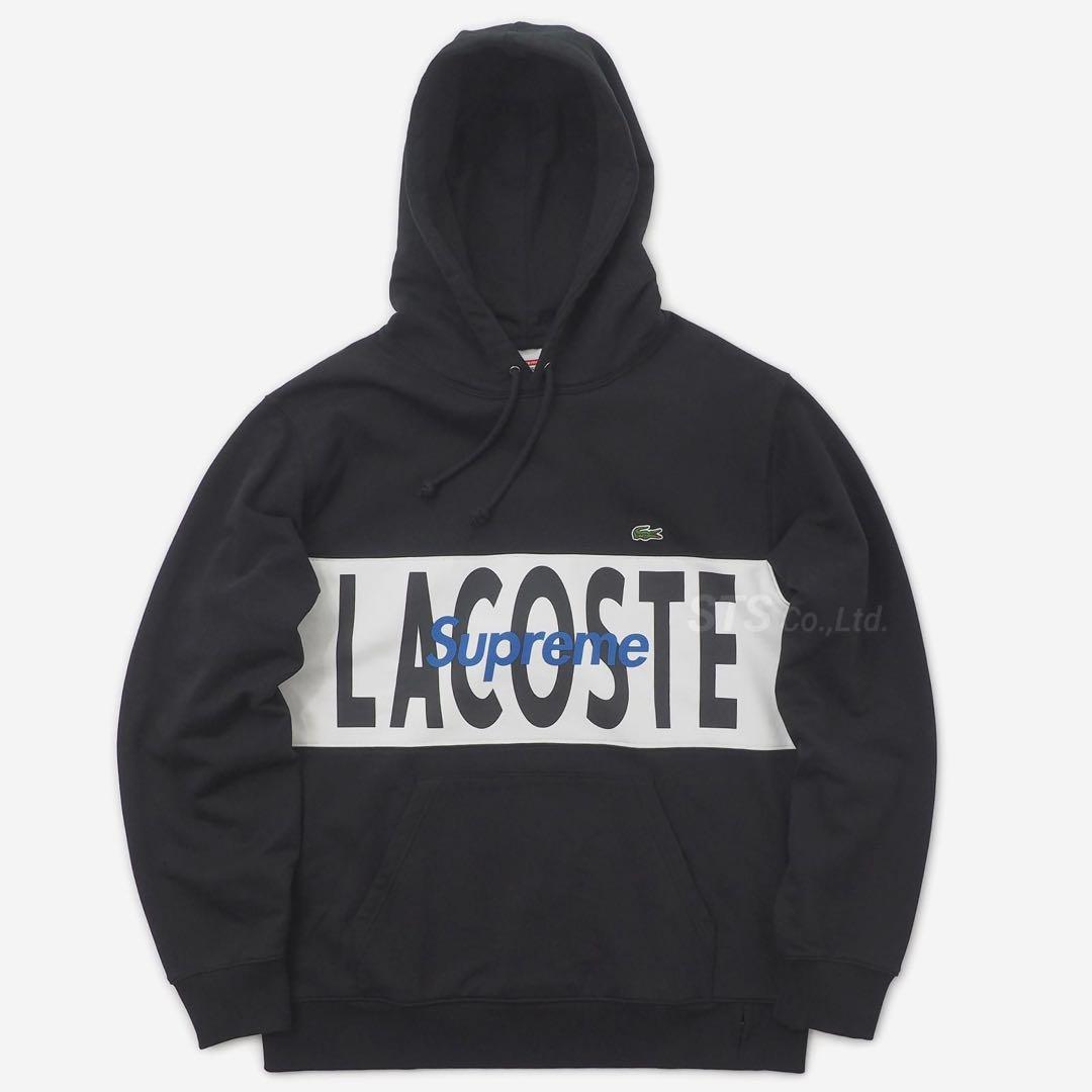 LACOSTE Supreme ロゴ パーカー ブラック
