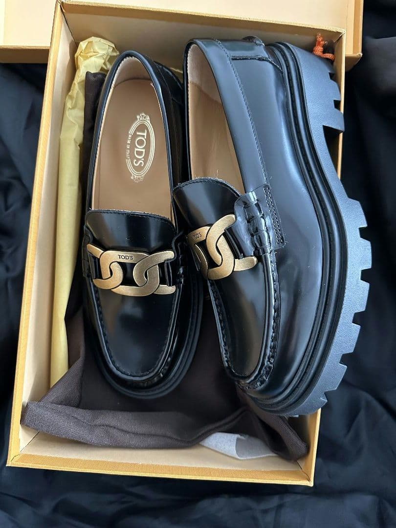 TOD'S ロゴ ケイト 黒 ローファー 厚底 37サイズ