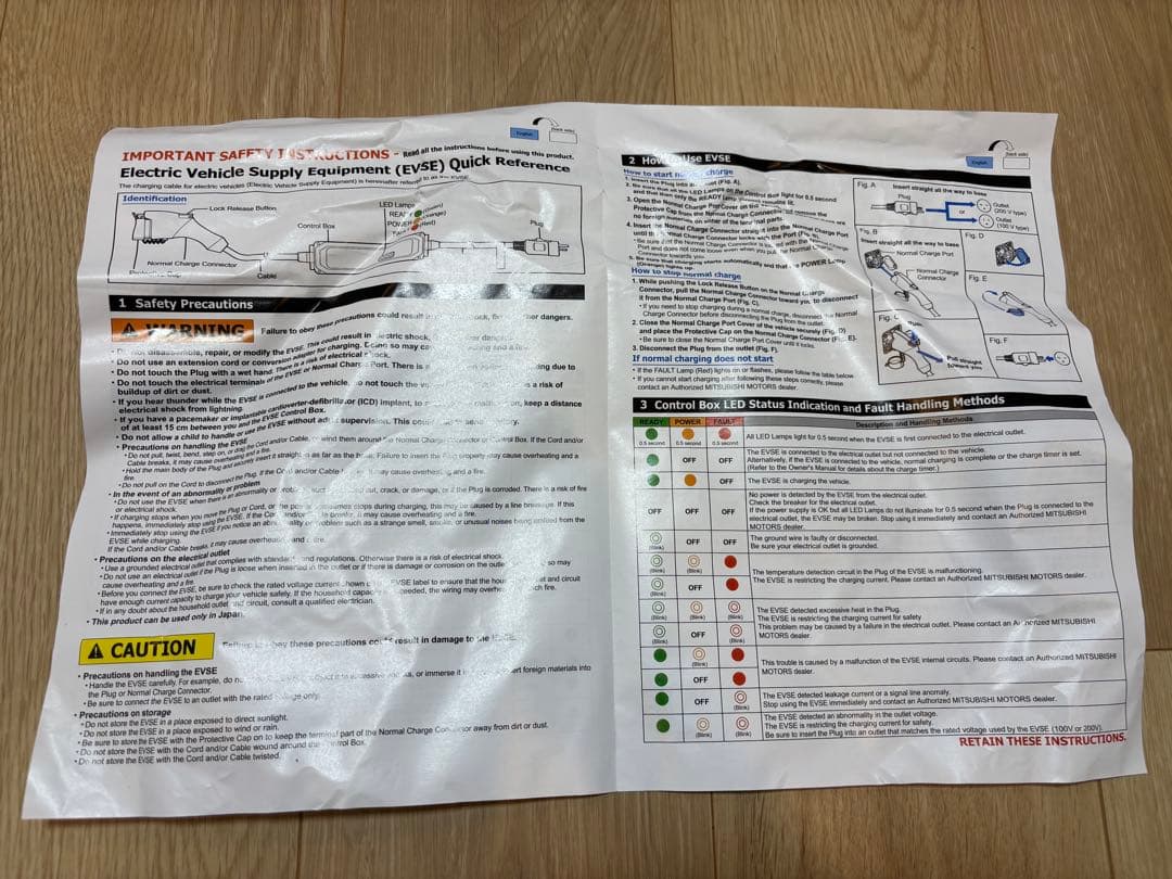 アウトランダーPHEV 充電ケーブル