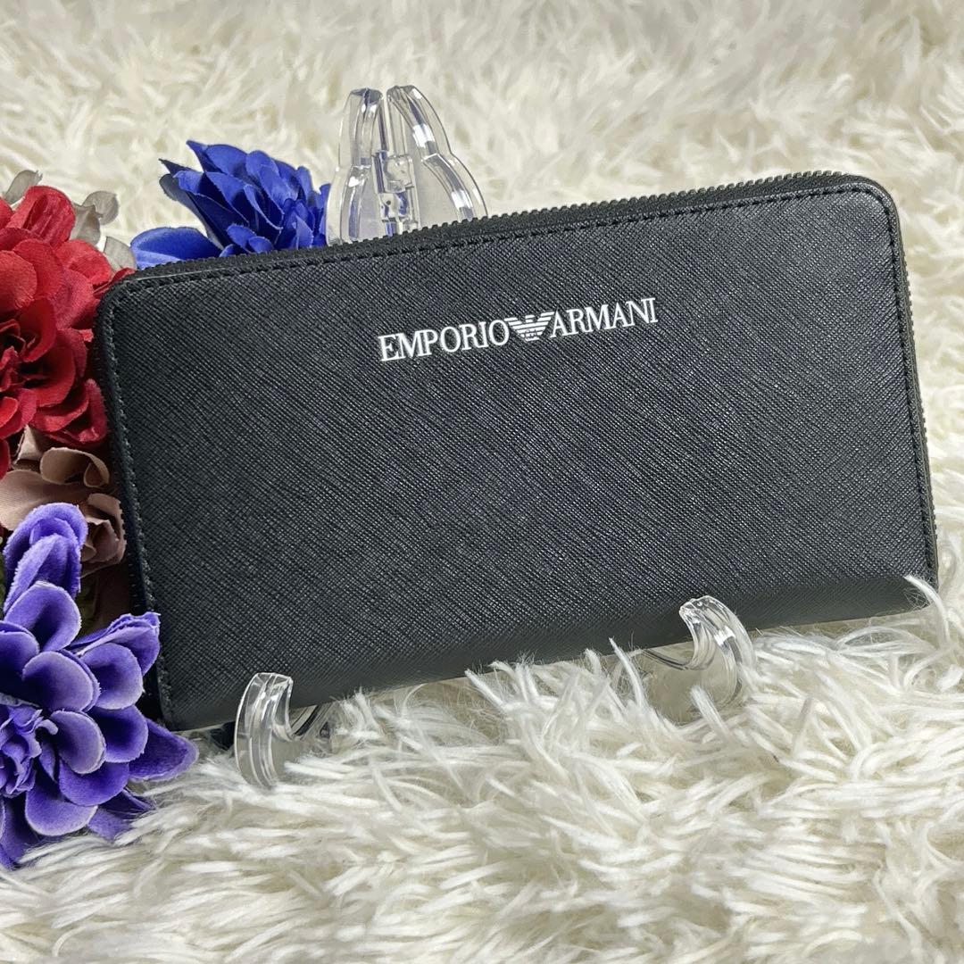 エンポリオアルマーニ ウォレットラップアラウンドジップ サフィアーノ長財布