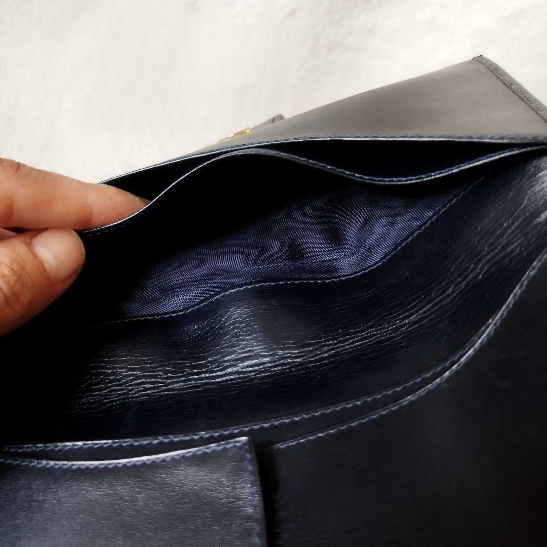 【希少/美品】オールドグッチ 長財布 シェリーライン ネイビー レザー GG