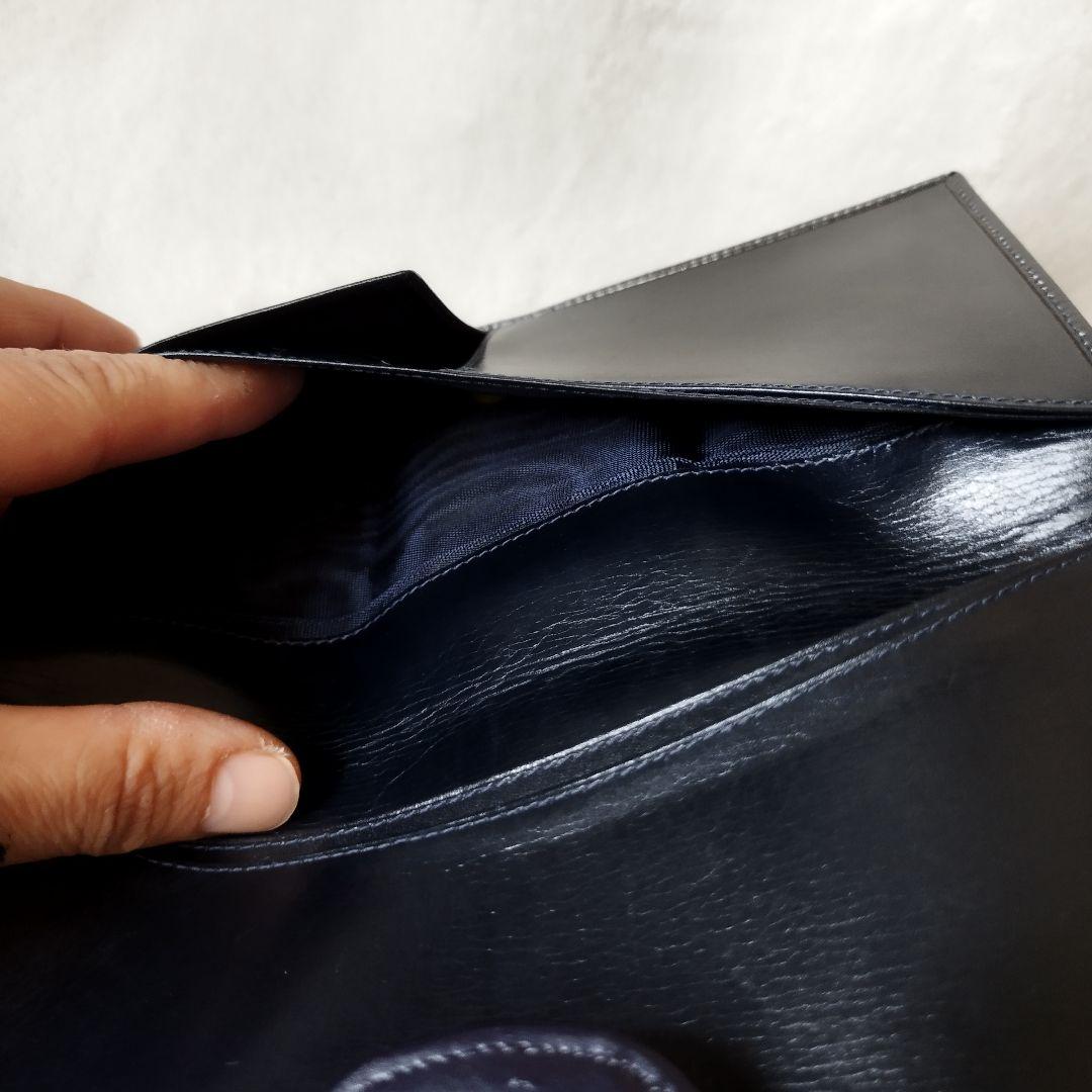 【希少/美品】オールドグッチ 長財布 シェリーライン ネイビー レザー GG