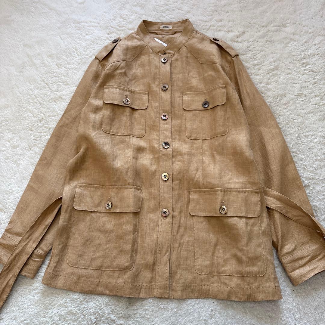 【未使用タグ付】nowos｜リネンサファリジャケット　ベージュ
