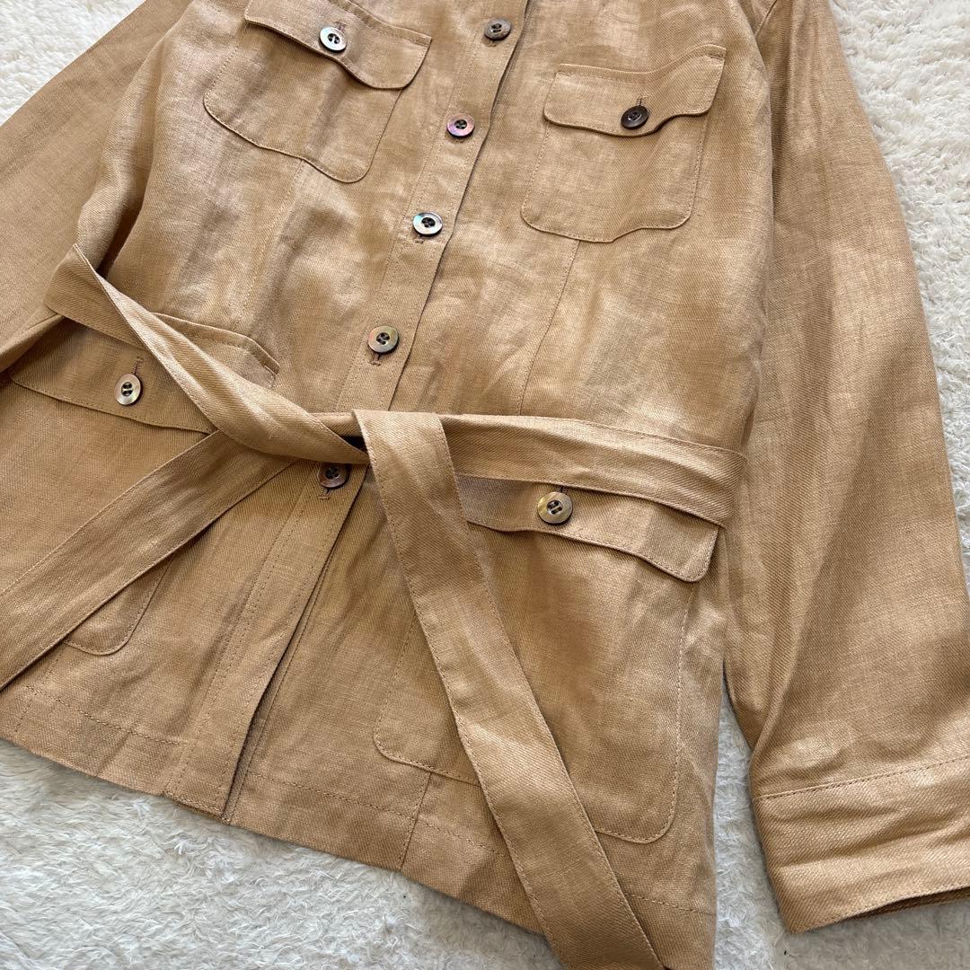【未使用タグ付】nowos｜リネンサファリジャケット　ベージュ
