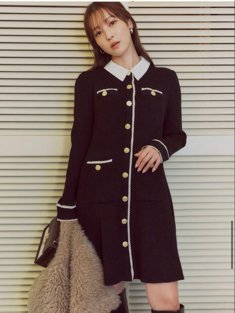 【新品】 アプワイザーリッシェ 衿付2way ニットワンピース