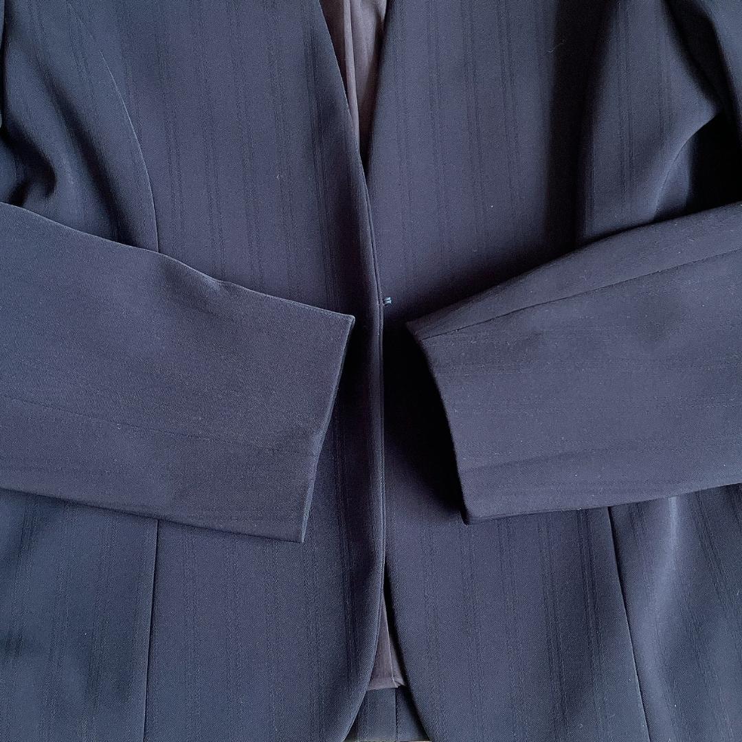 未使用級⭐️インディヴィ パンツセットアップ ネイビー ストライプ 洗える38M