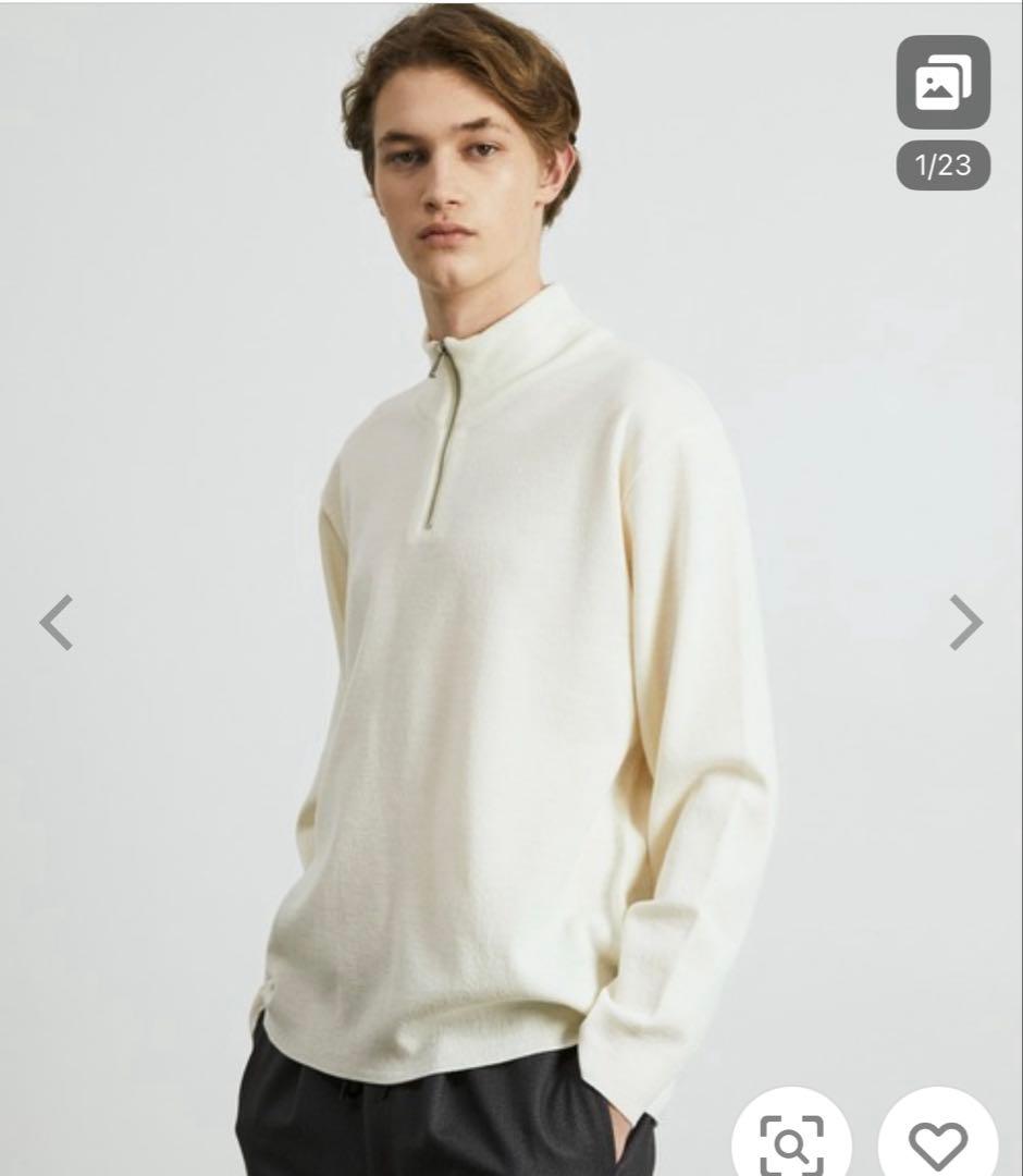 【新品未使用】18Gウールミラノリブハーフジップニット