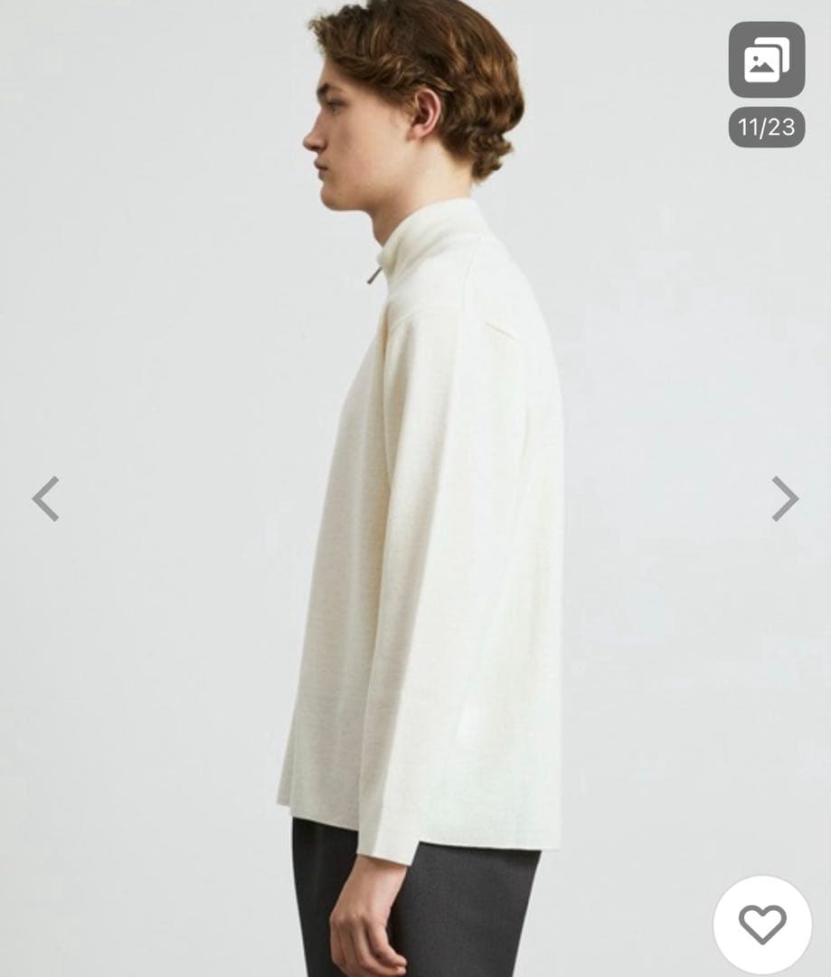 【新品未使用】18Gウールミラノリブハーフジップニット