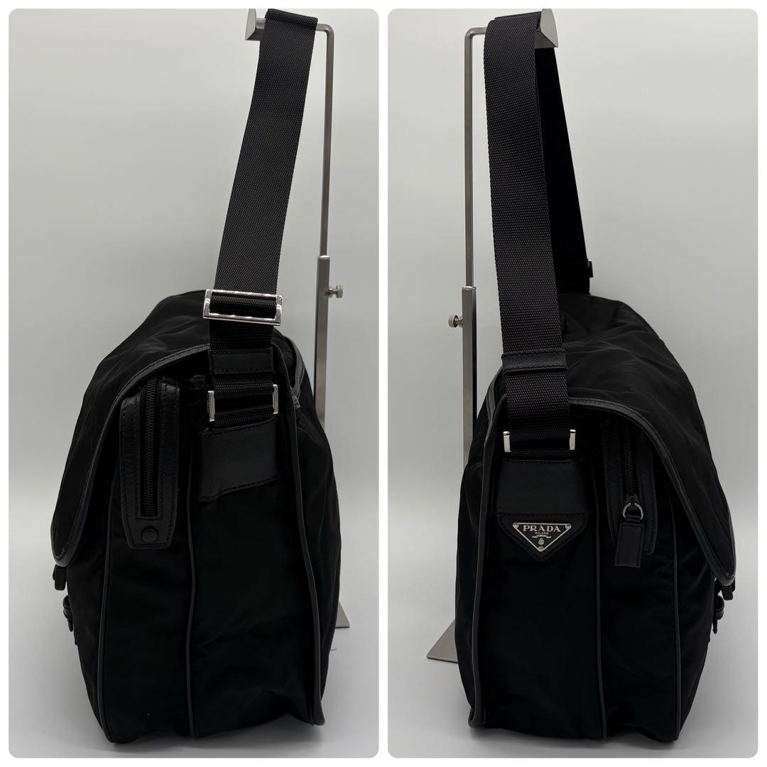 美品✨プラダ メッセンジャーバッグ ギャランティ　サフィアーノ 三角ロゴ 大容量