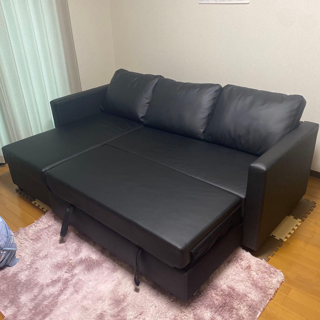 合皮ソファベッド(Nシールド ノアーク BK)