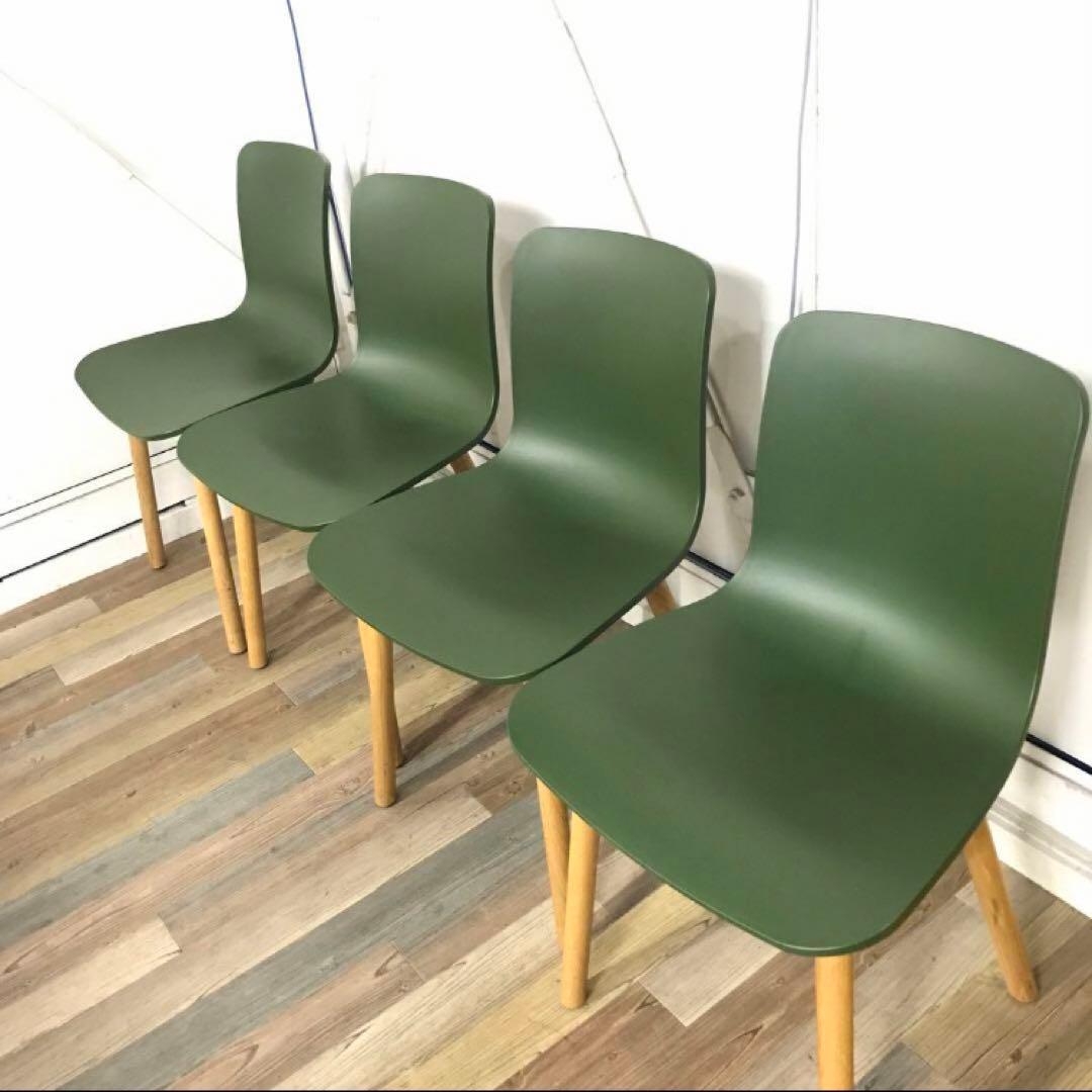 【傷多数・4脚セット】Vitra ヴィトラ HAL Wood チェア グリーン