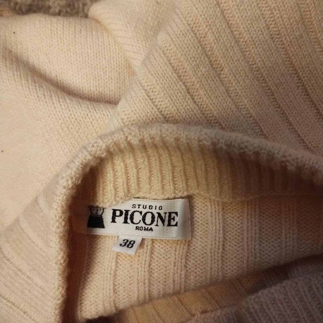 PICONE 刺繍ニット長袖ベージュ