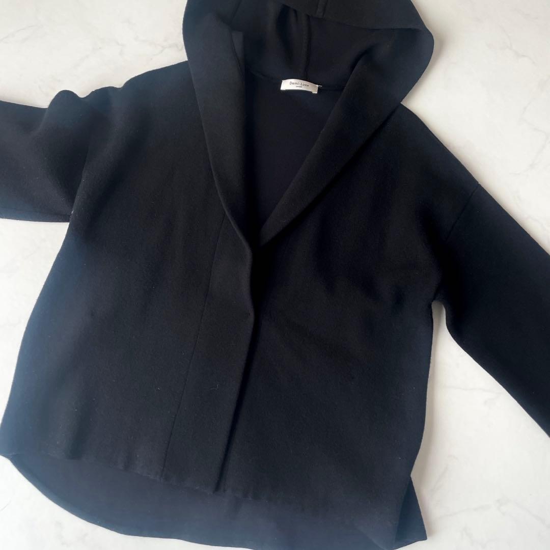 美品 Demi-Luxe BEAMS フーデッドコート ショートコート ブラック
