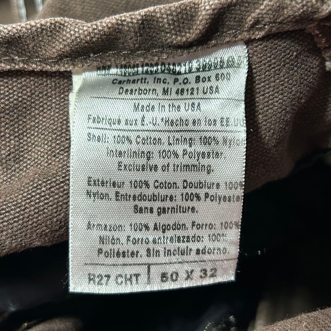 カーハートオーバーオールダブルニーダック地ペインターパンツw50革ロゴ極太古着