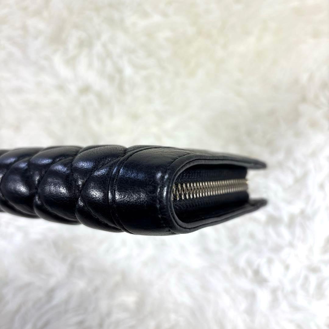 美品✨DIESEL オールレザー キルティング 長財布 ブラック メタルロゴ