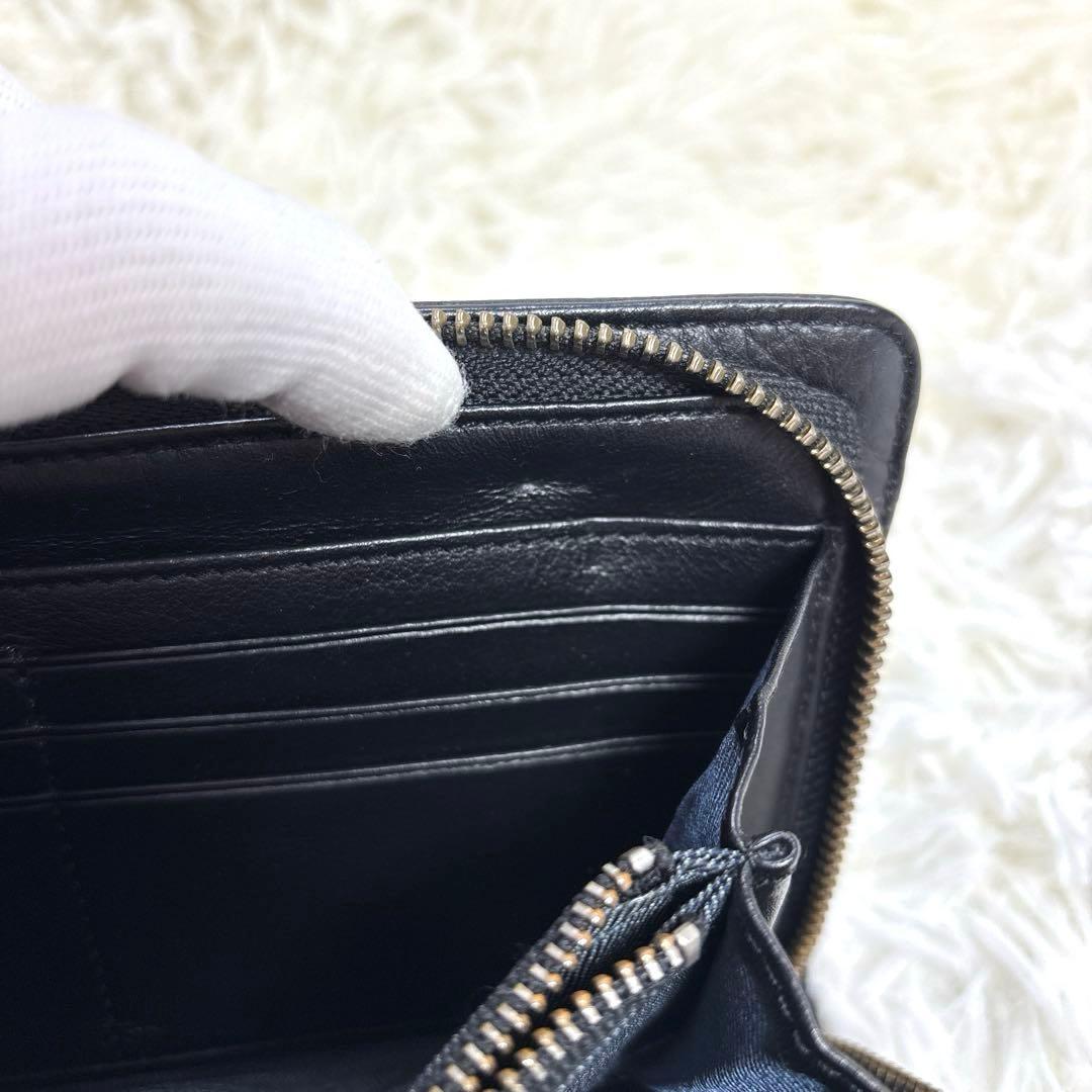 美品✨DIESEL オールレザー キルティング 長財布 ブラック メタルロゴ