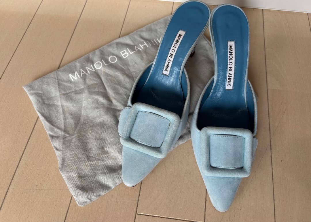 MANOLO BLAHNIK メイセールスエード ミュール　35.5