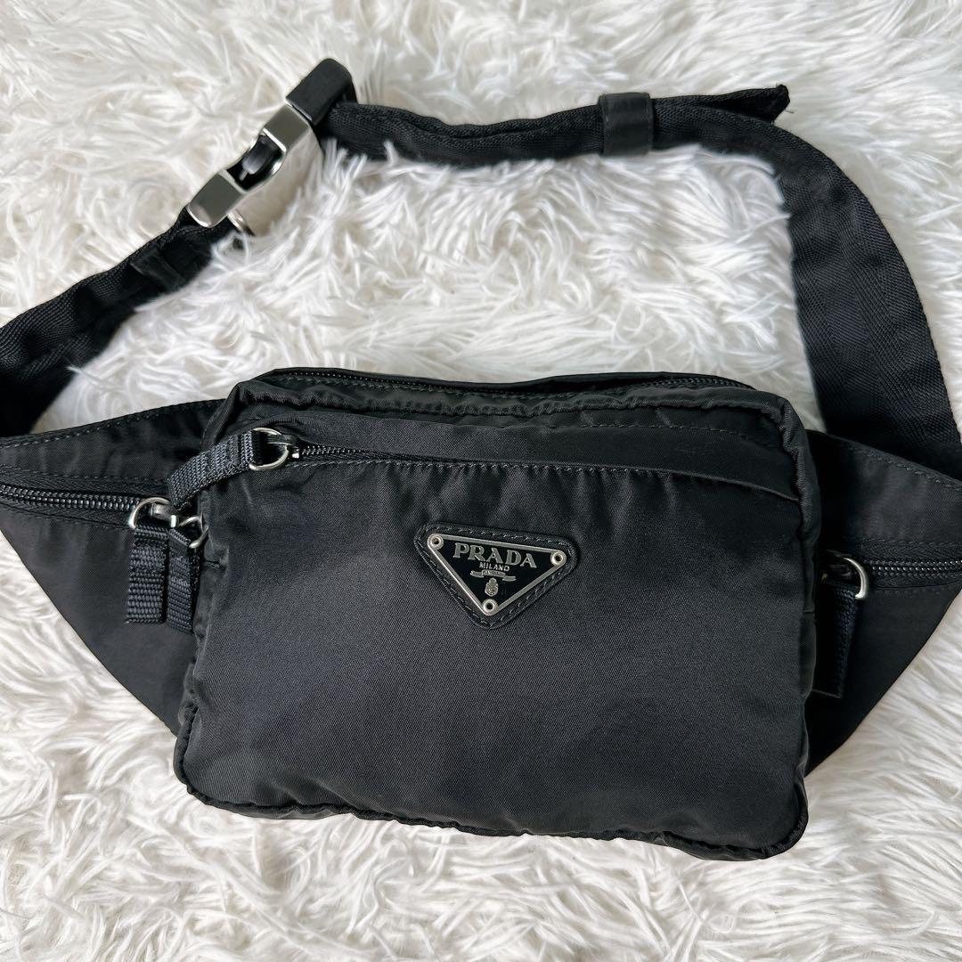 美品✨プラダ ウエストバッグ ボディバック 2vl001 テスートナイロン 黒
