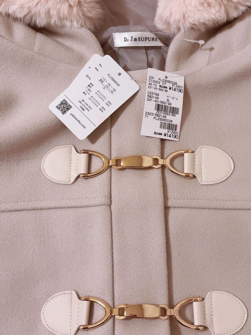 新品タグ付き♡リジェイ♡ファーフードビットダッフルコート　ベージュ