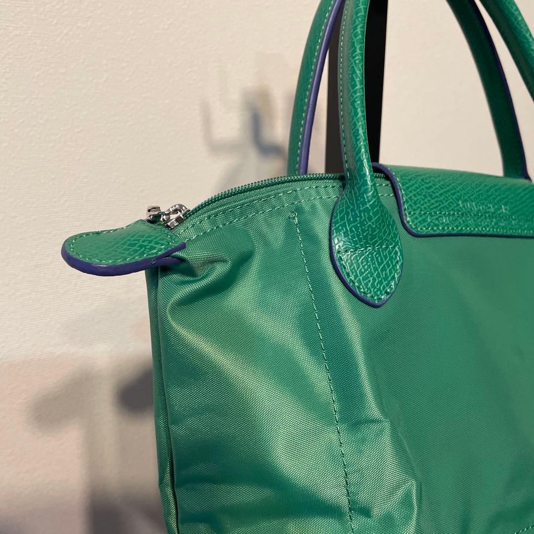 Longchamp ルプリアージュ クラブ トップハンドルS グリーン×ブルー