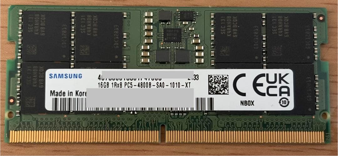 Samsung 16GB DDR5-4800B メモリ SO-DIMM