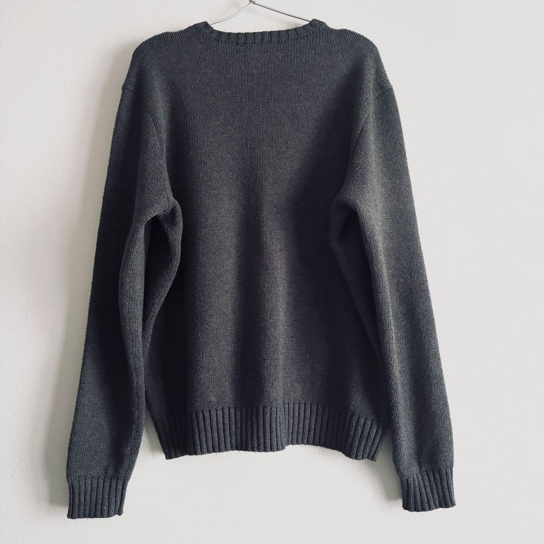 y*様 【美品】　ラルフローレン　コットンニット　グレー　チャコール　90s 後
