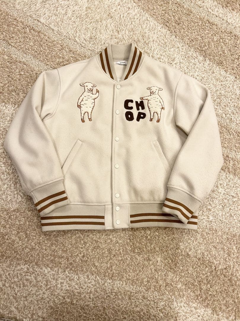 グラニフ　ラムチョップ　スタジアムジャンパー　スタジャン　スカジャン　アイボリー