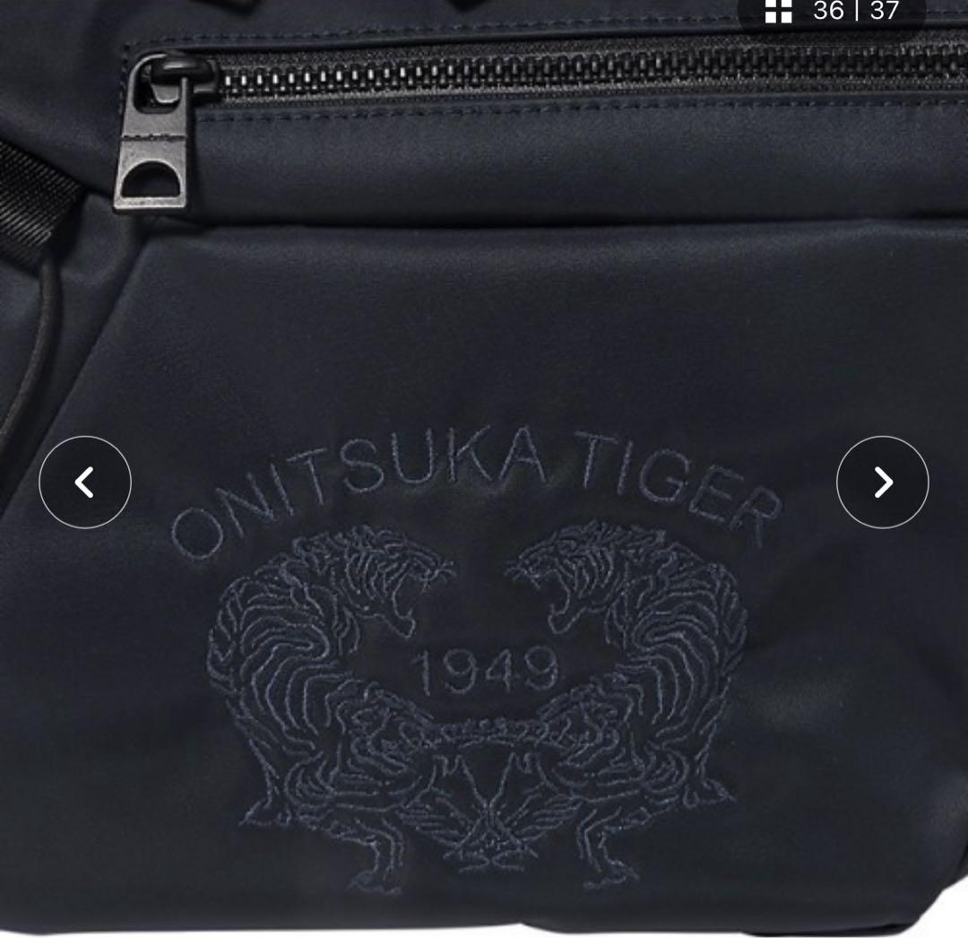 【美品】ONITSUKA TIGER メッセンジャーバッグ ネイビー 刺繍ロゴ