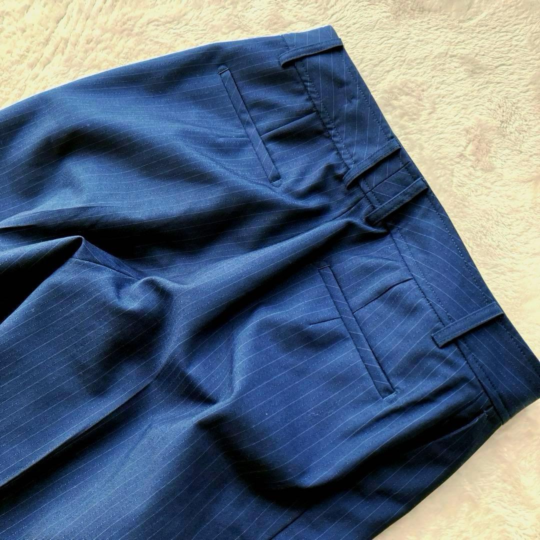 近年 オリヒカ ウォッシャブル ノーカラー パンツスーツ 大きいサイズ ネイビー