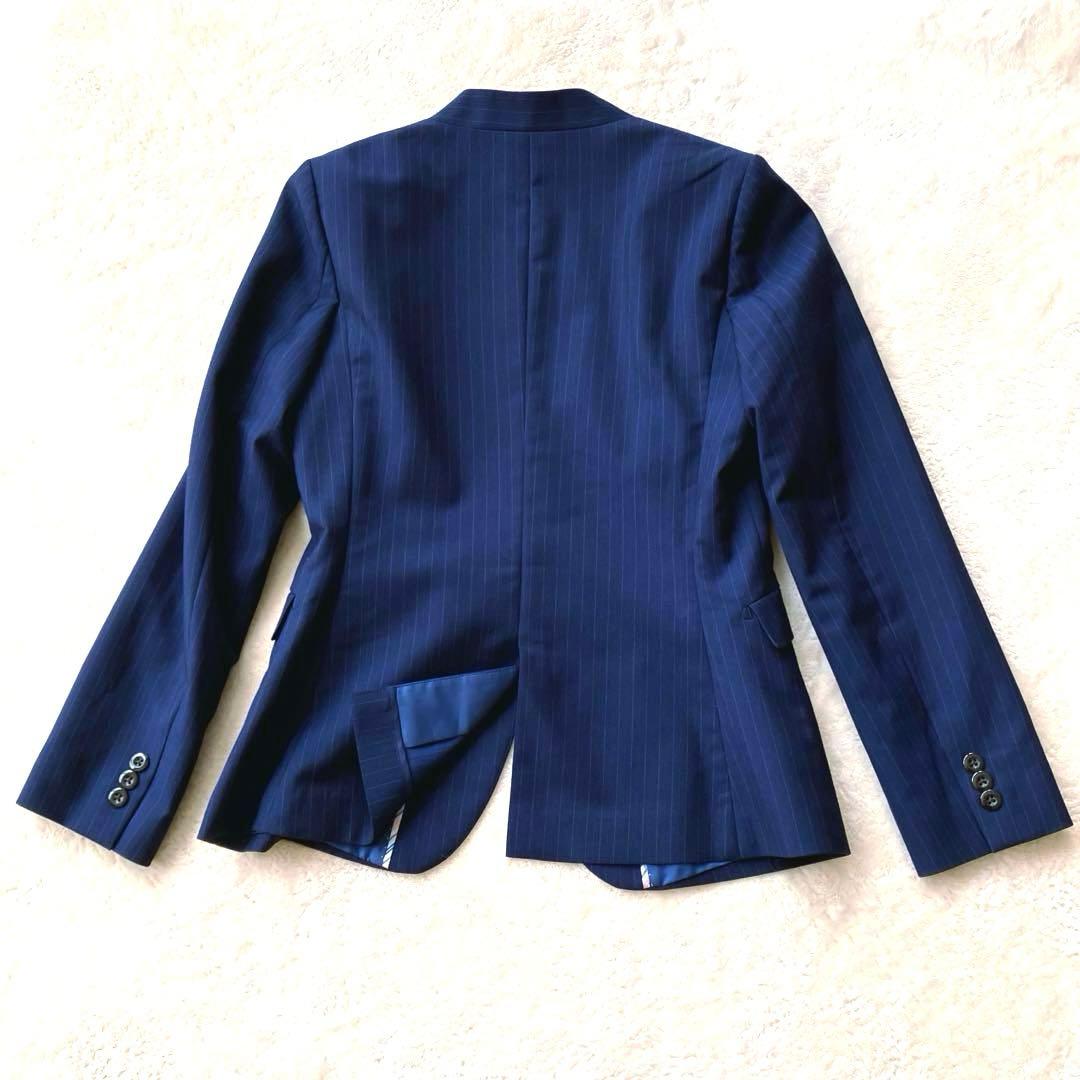 近年 オリヒカ ウォッシャブル ノーカラー パンツスーツ 大きいサイズ ネイビー