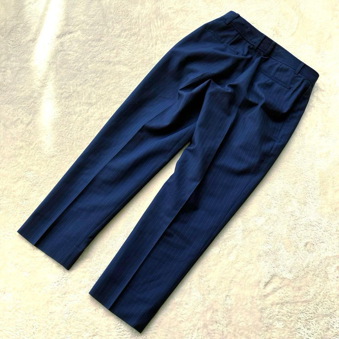 近年 オリヒカ ウォッシャブル ノーカラー パンツスーツ 大きいサイズ ネイビー