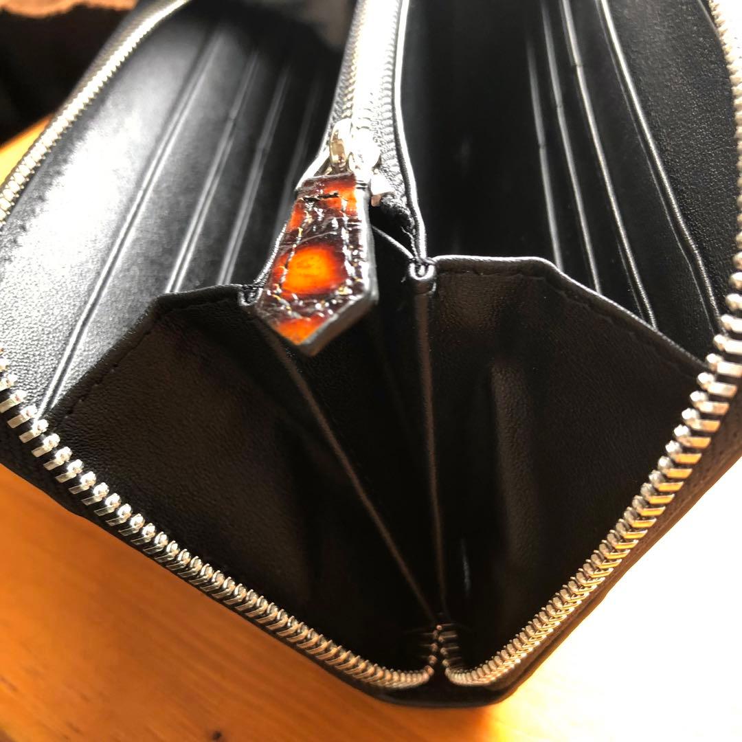 本物　クロコダイル　シャムワニ長財布 ワニ革 一枚革　 キャメル