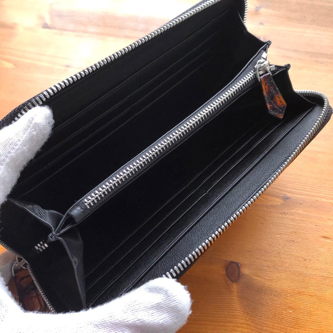 本物　クロコダイル　シャムワニ長財布 ワニ革 一枚革　 キャメル