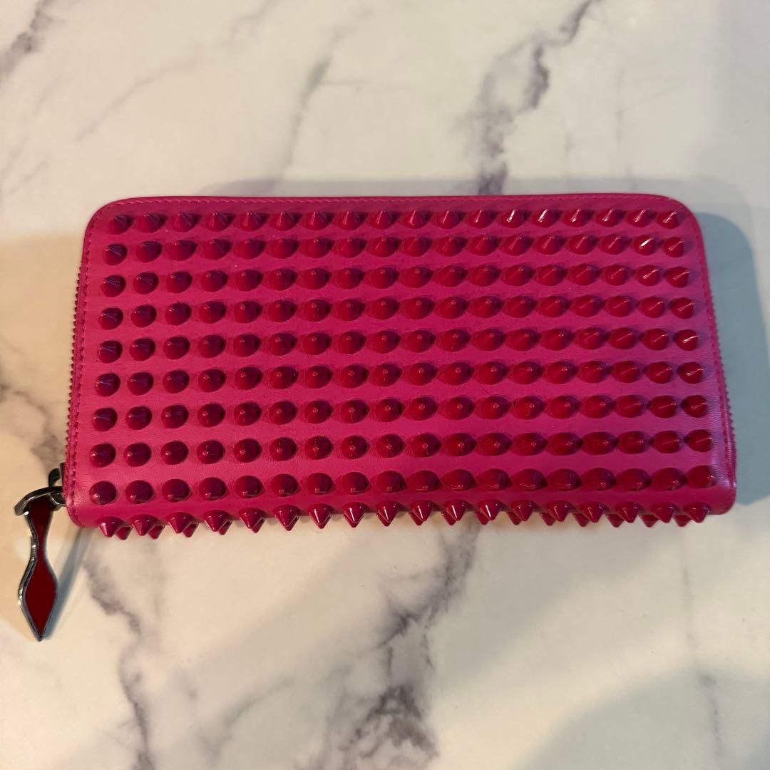 【美品】クリスチャンルブタン　パネトーネ　ロングウォレット　長財布　ピンク