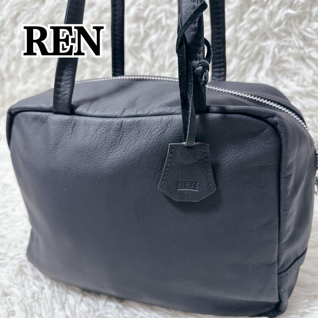 【極美品】REN 黒 レザー ハンドバッグ チャーム トート