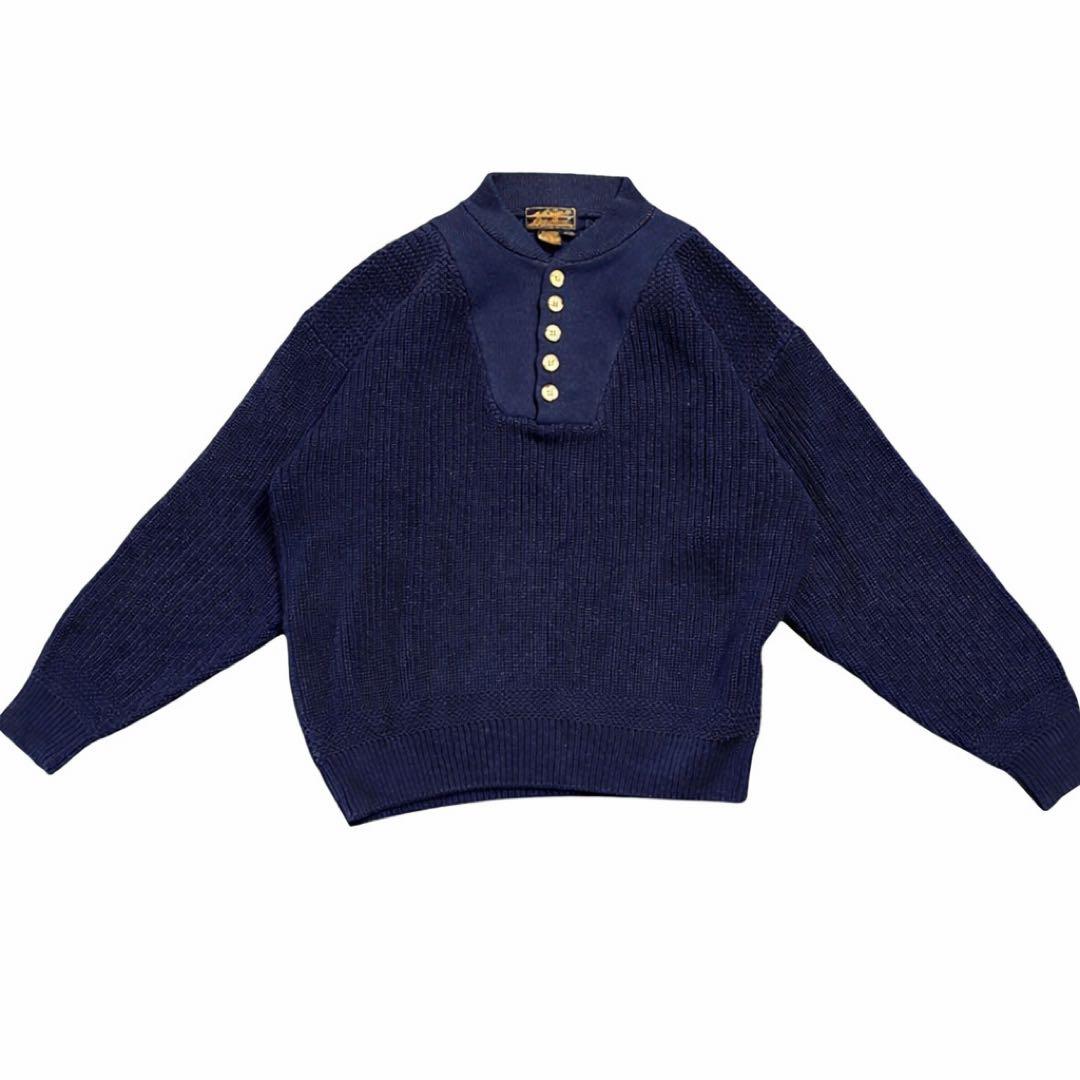 80s eddie bauer エディーバウアー　ヘンリーネック　コットンニット