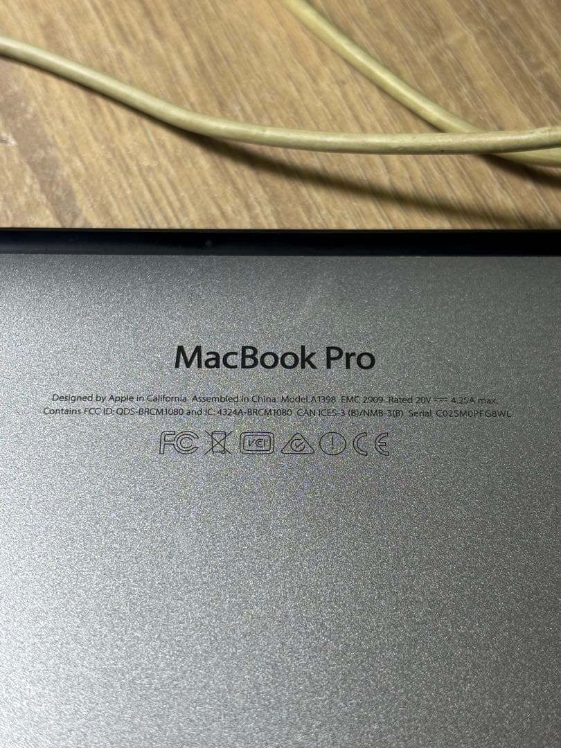 【ジャンク】Macbook pro A1398