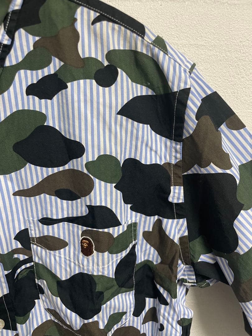 #アベイシングエイプ 迷彩柄ストライプシャツ Mサイズ