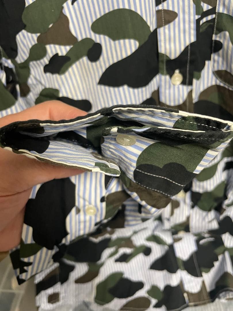 #アベイシングエイプ 迷彩柄ストライプシャツ Mサイズ