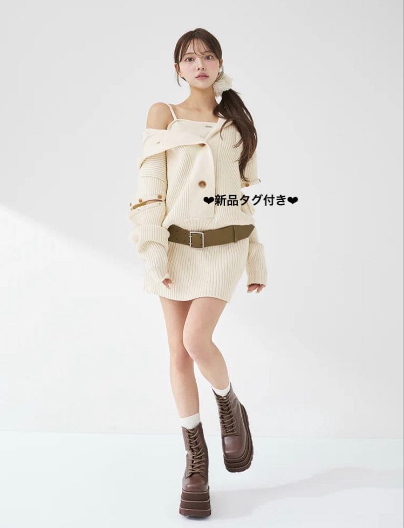 新品♡ ダーリッチ ローウエストデザインニットワンピース lVO FL