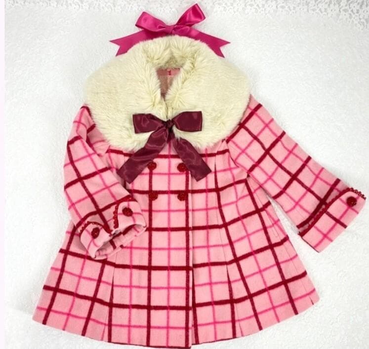 ♥最終♥チェックウールコート♥シャーリーテンプル♥新品♥ファー♥コート♥120