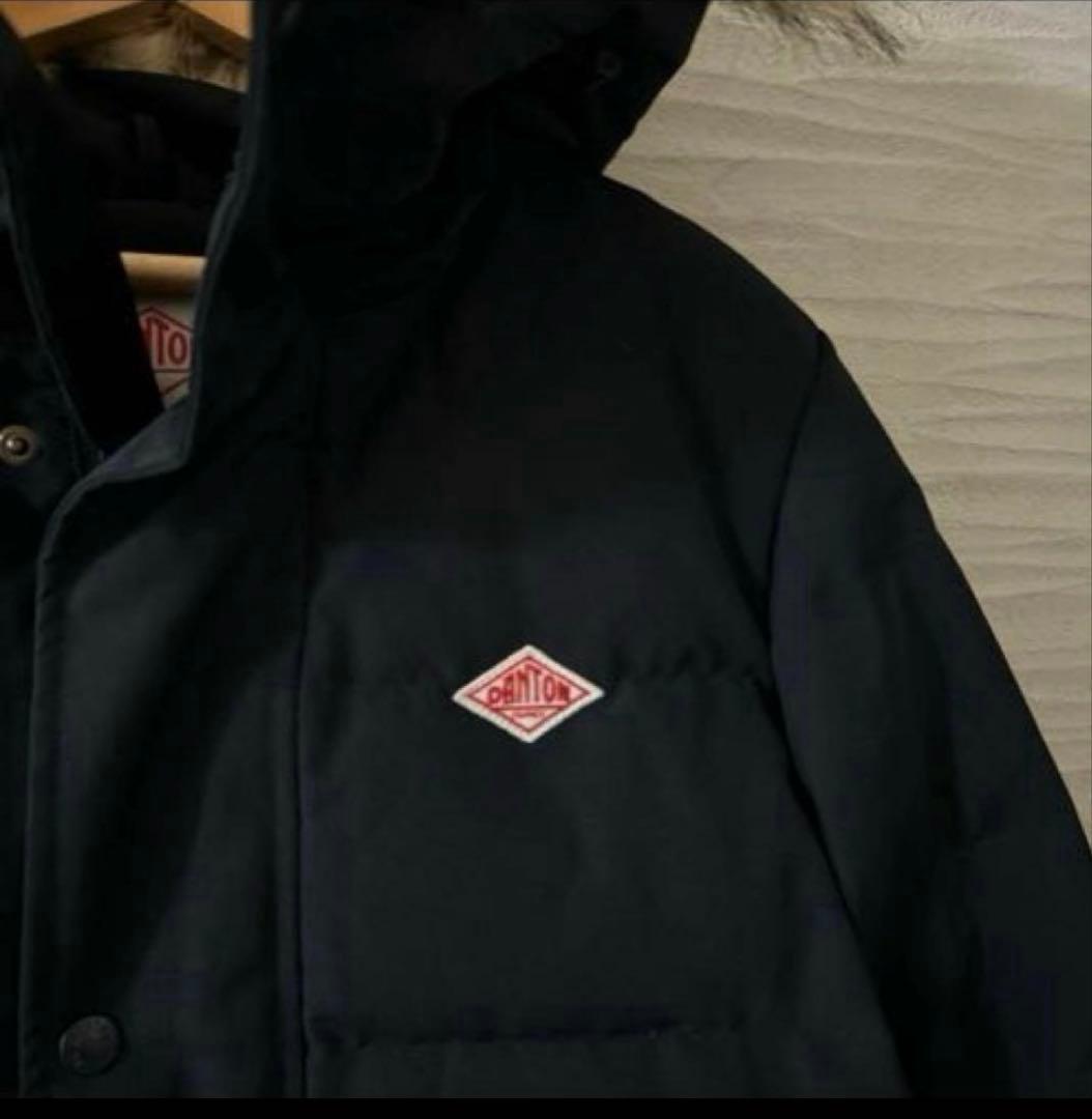 ダントン★ファー付きダウンジャケット　ネイビー　サイズM ナイロンタッサーkm