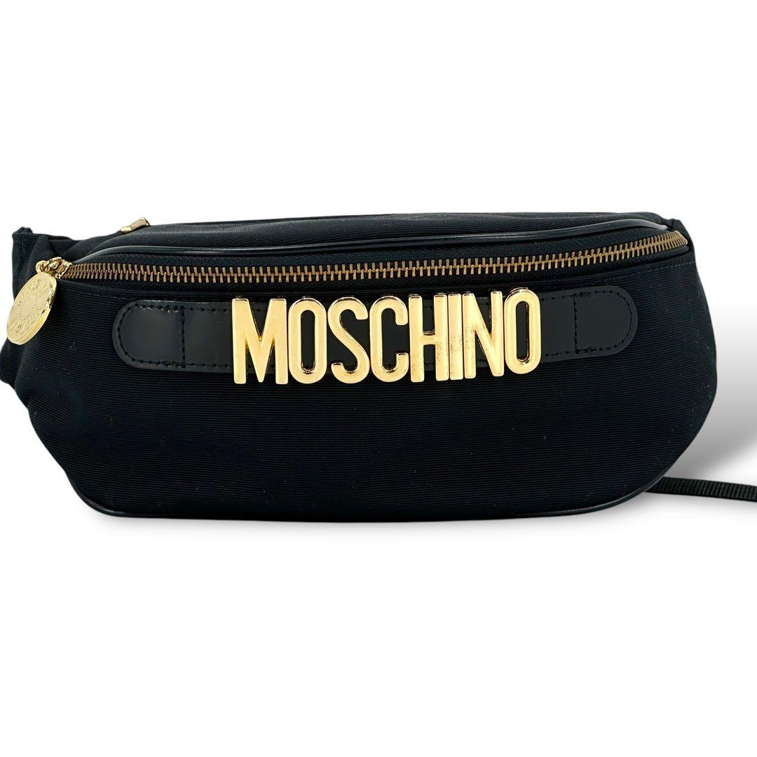 希少 未使用級 モスキーノ ビックロゴ ウエストバッグ ボディバッグ G金具
