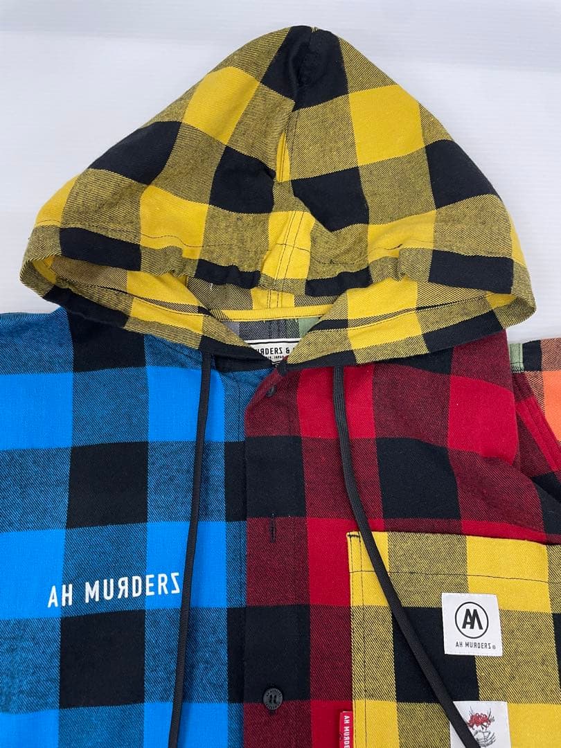 knmen127-0712 AH MURDERZ フードチェックシャツ