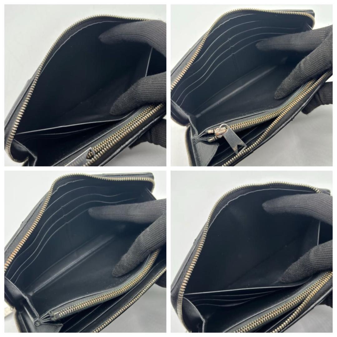 美品 IC ボッテガヴェネタ 箱袋付属 カセット ラウンドファスナー 長財布 黒